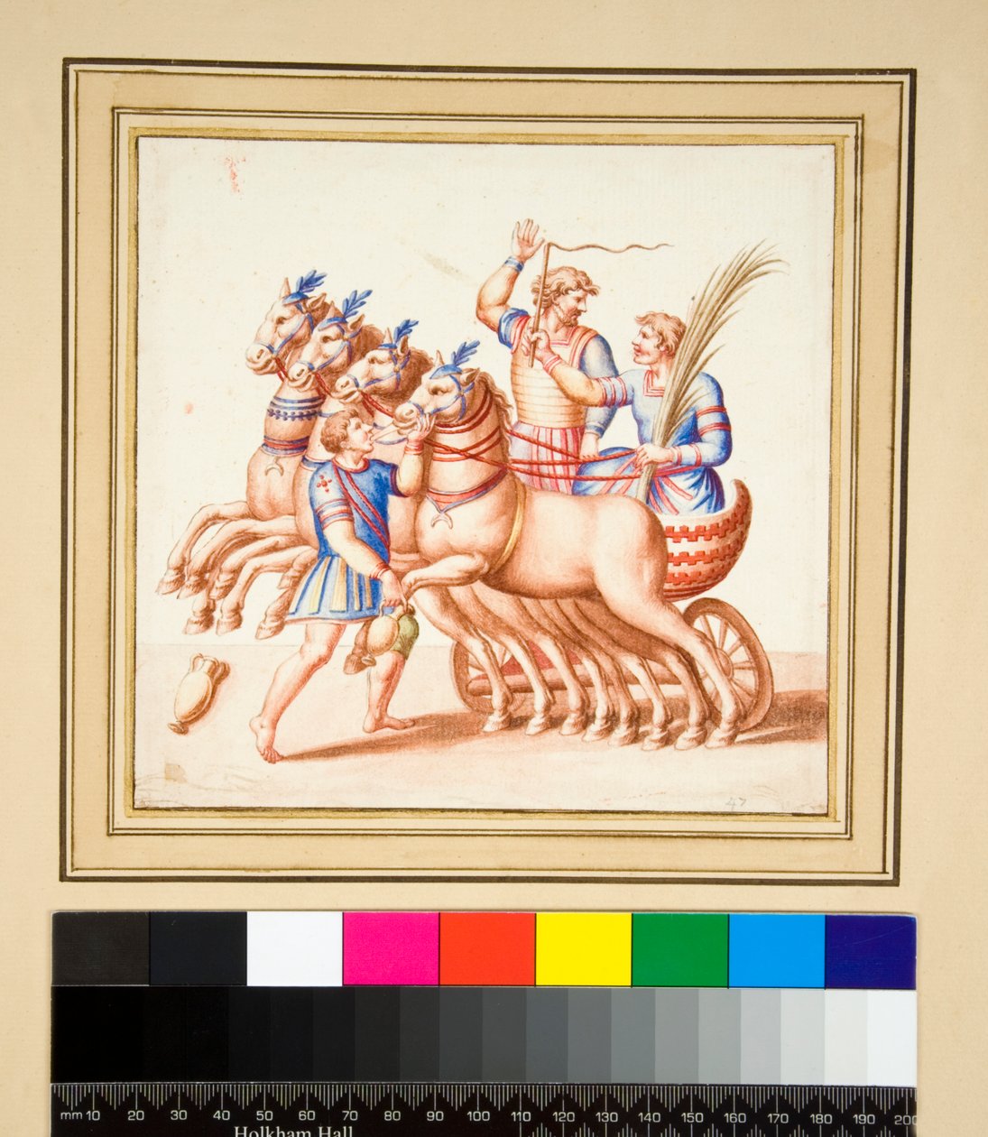 İki araba sürücüsü (siyah tebeşir, bazıları tükenmez kalem ve kahverengi mürekkeple. sulu boya ile renklendirilmiş) by Pietro Santi Bartoli