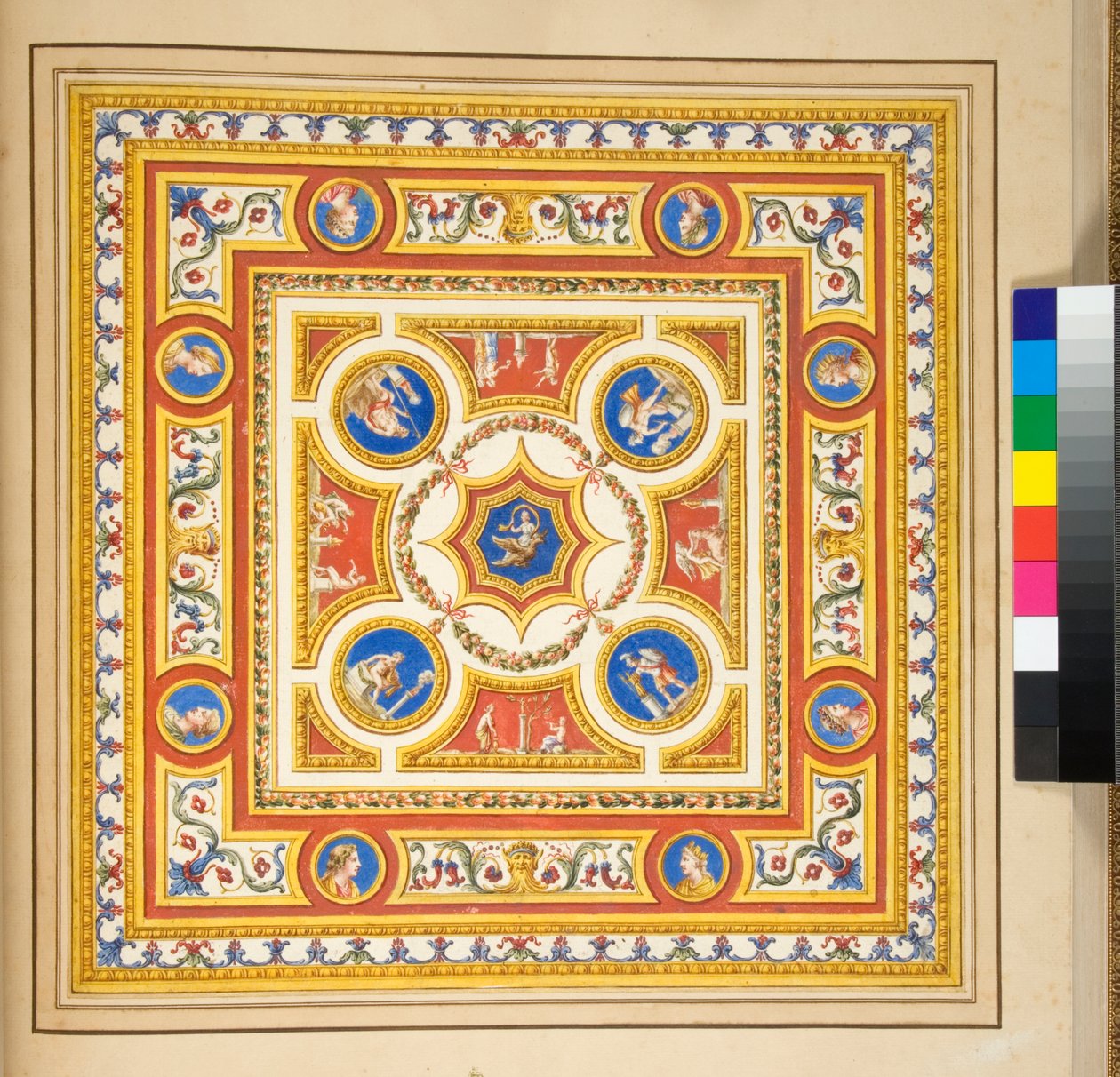 Volta del Palazzo di Augusto (siyah tebeşir, bazıları kalem ve kahverengi mürekkeple. sulu boya ile renklendirilmiş) by Pietro Santi Bartoli