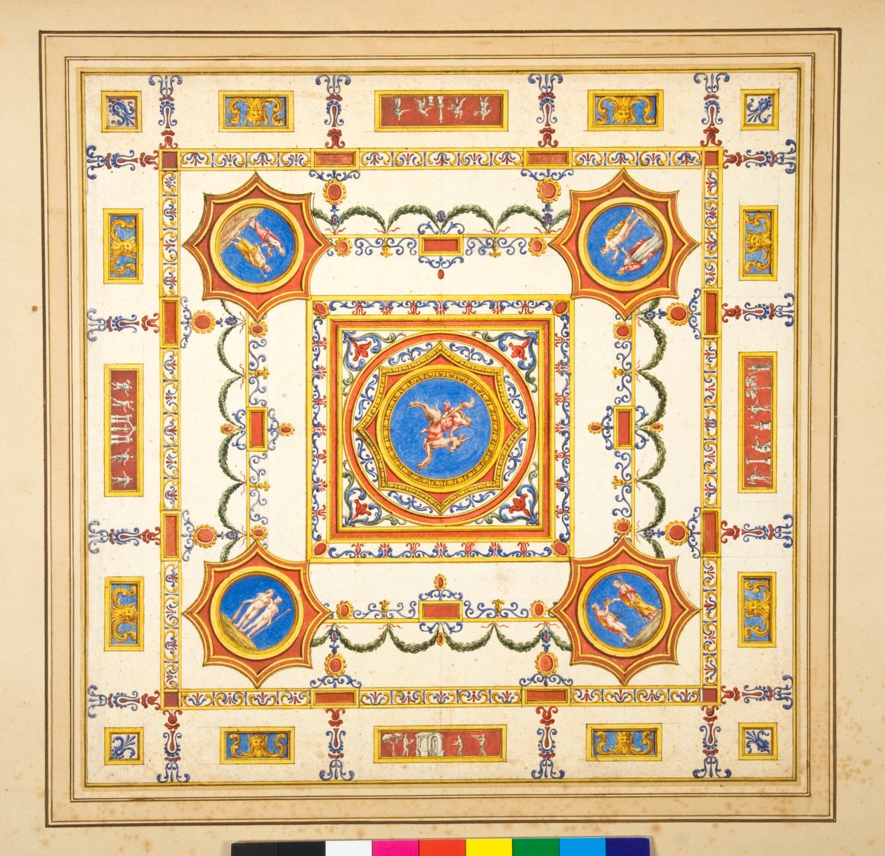 Volta del Palazzo di Augusto (siyah tebeşir, bazıları kalem ve kahverengi mürekkeple. sulu boya ile renklendirilmiş) by Pietro Santi Bartoli