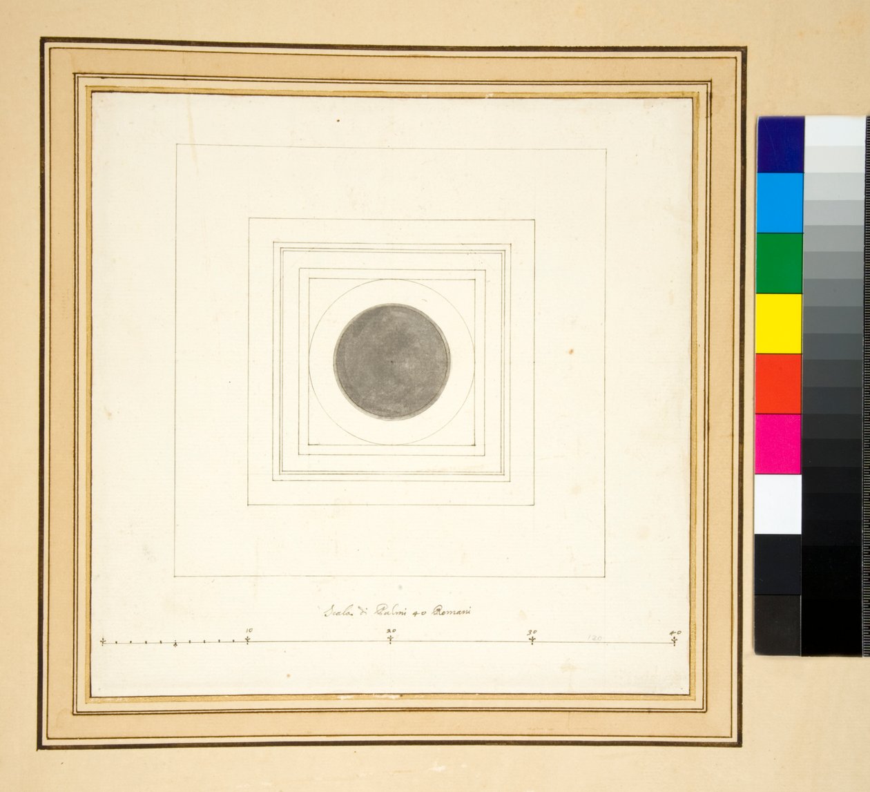 Antoninus Pius sütununun planı (kalem ve yıkama) by Pietro Santi Bartoli