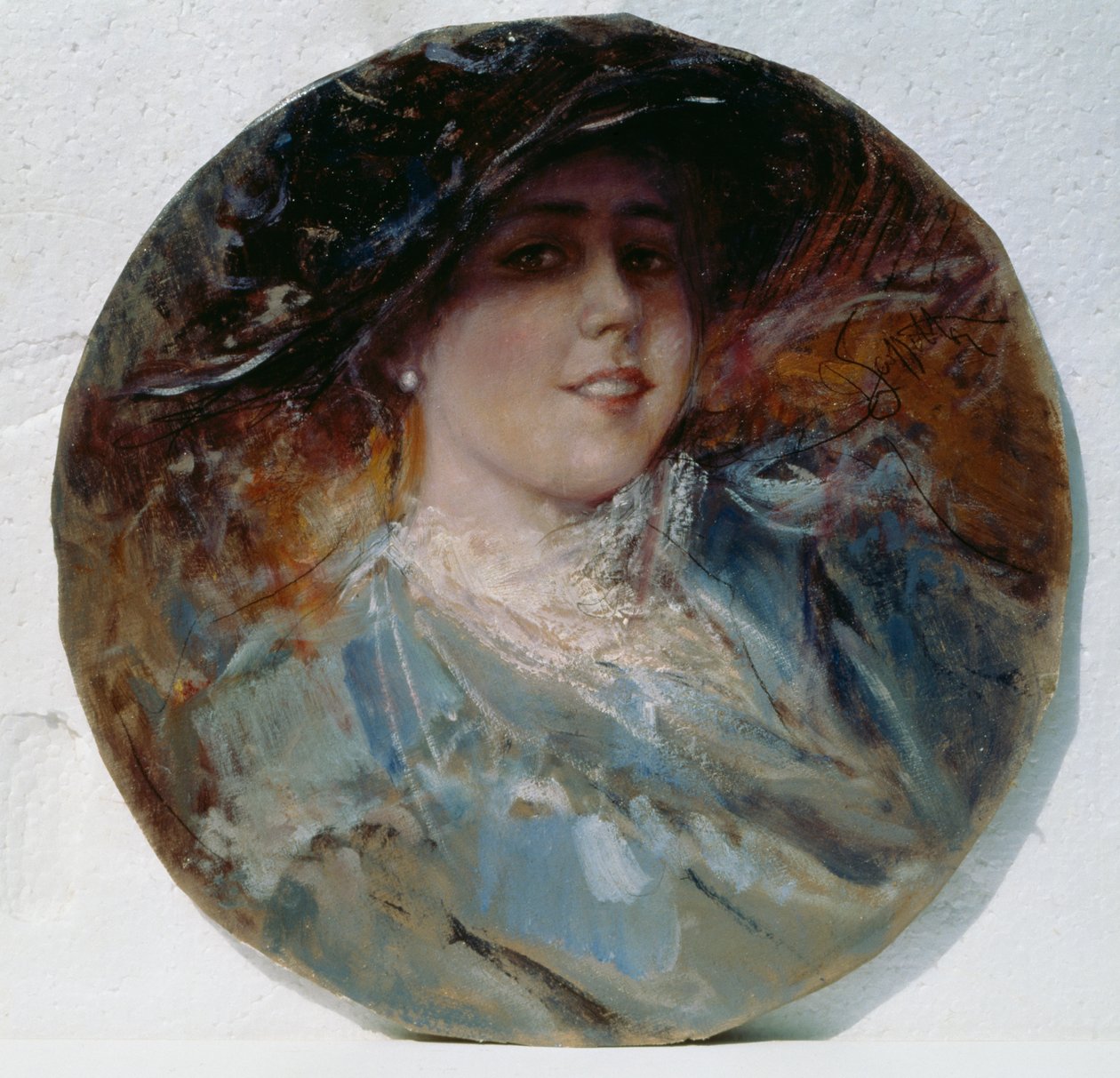 Işıldayan gülümseme, Pietro Scoppetta (1863-1920), karton üzerine tuval üzerine yağlı boya, 37,5 cm by Pietro Scoppetta