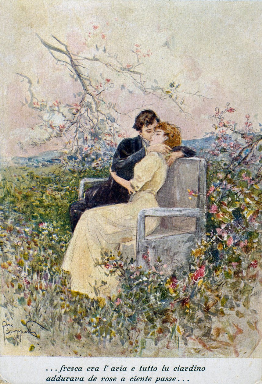 İki sevgili, Pietro Scoppetta (1863-1920), İtalya, 20. yüzyıl çizimi by Pietro Scoppetta