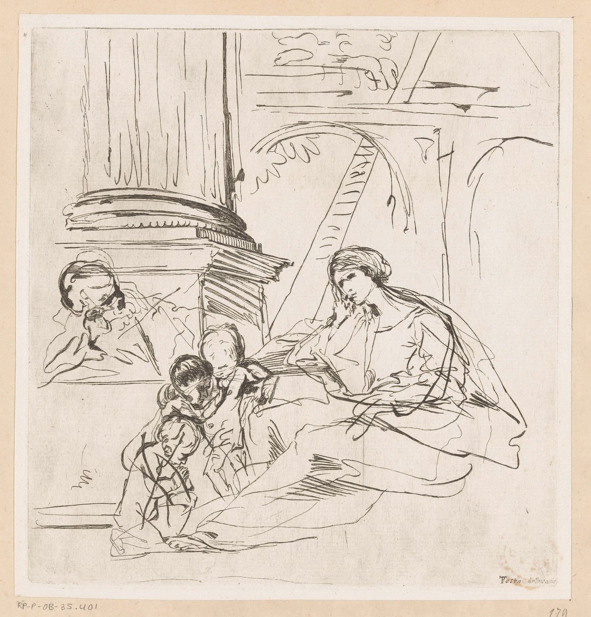İki çocuklu kutsal aile by Pietro Testa