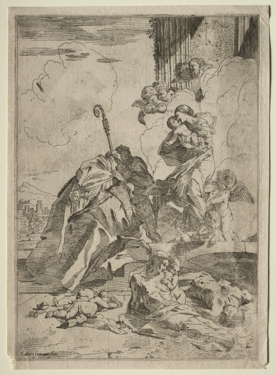 Veba Kurbanları için Bakire ile aracılık eden üç Lucchese Saints by Pietro Testa