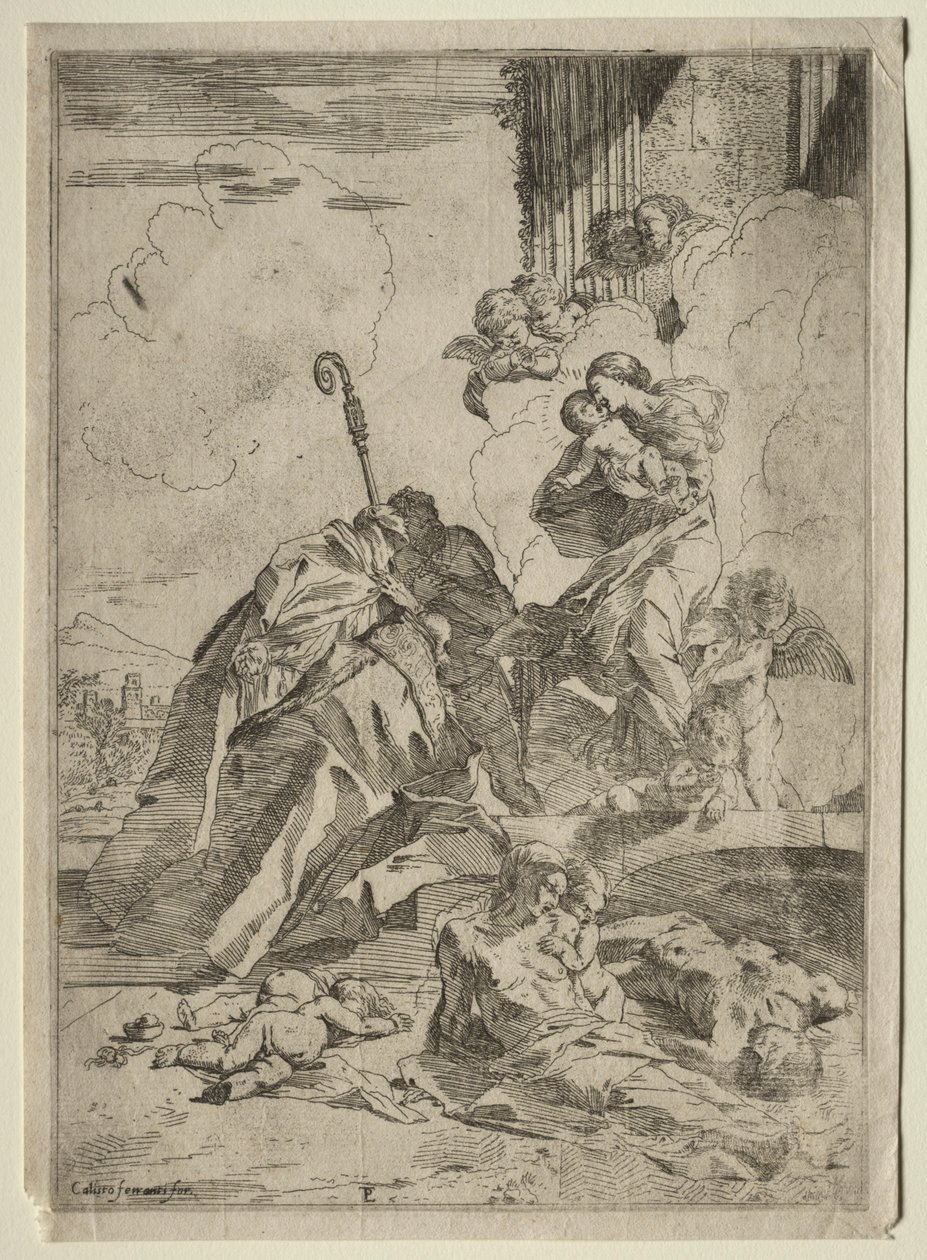 Üç Lucchese Saints, veba Kurbanları için Bakire ile aracılık ediyor, yaklaşık. 1630-31. by Pietro Testa