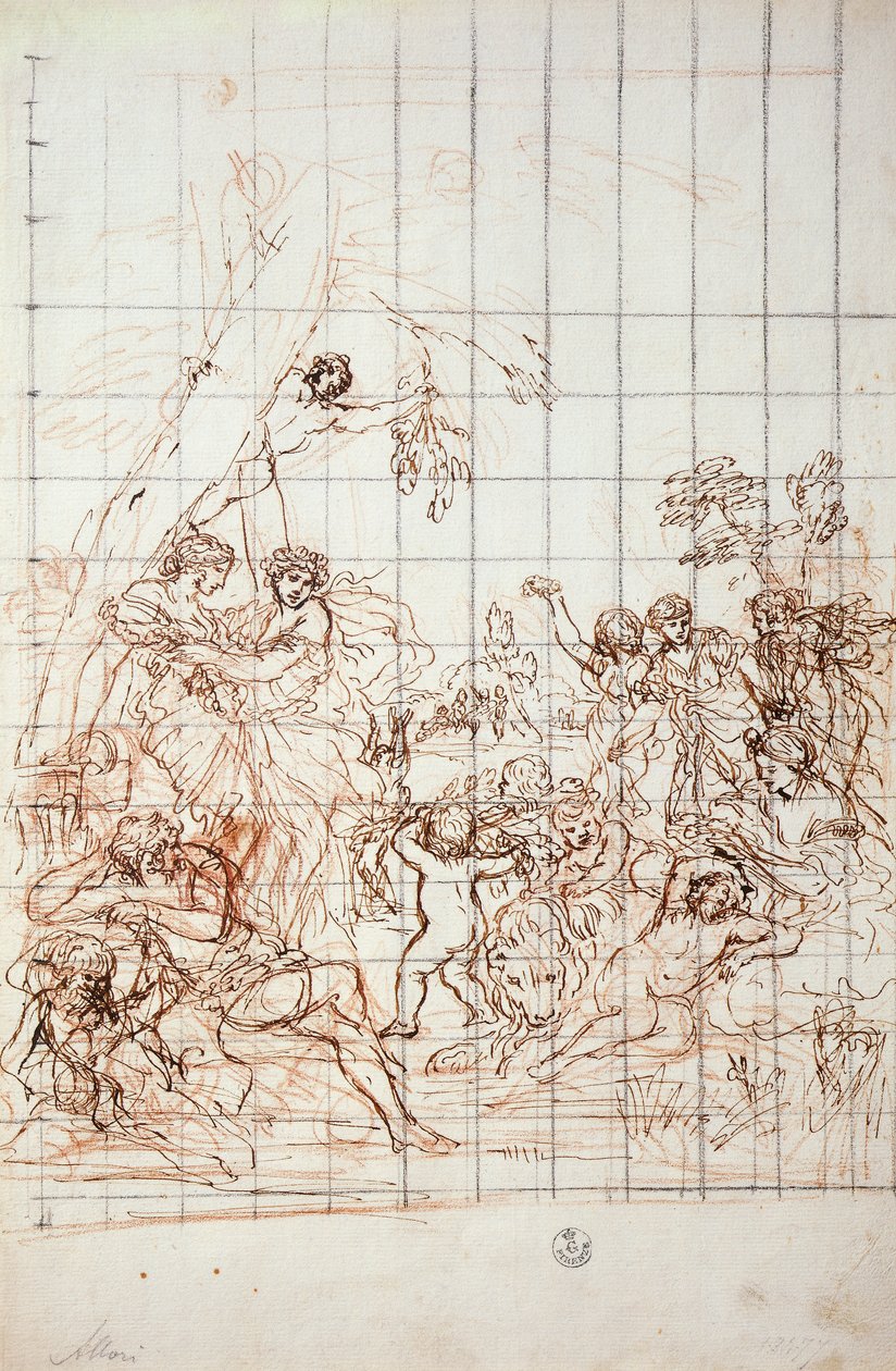 Altın Çağ freski için çalışma by Pietro da Cortona