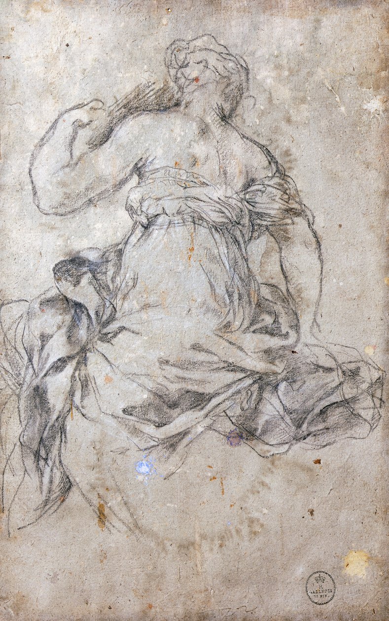 Kadın figürü, Gümüş Çağı Çalışması fresk by Pietro da Cortona