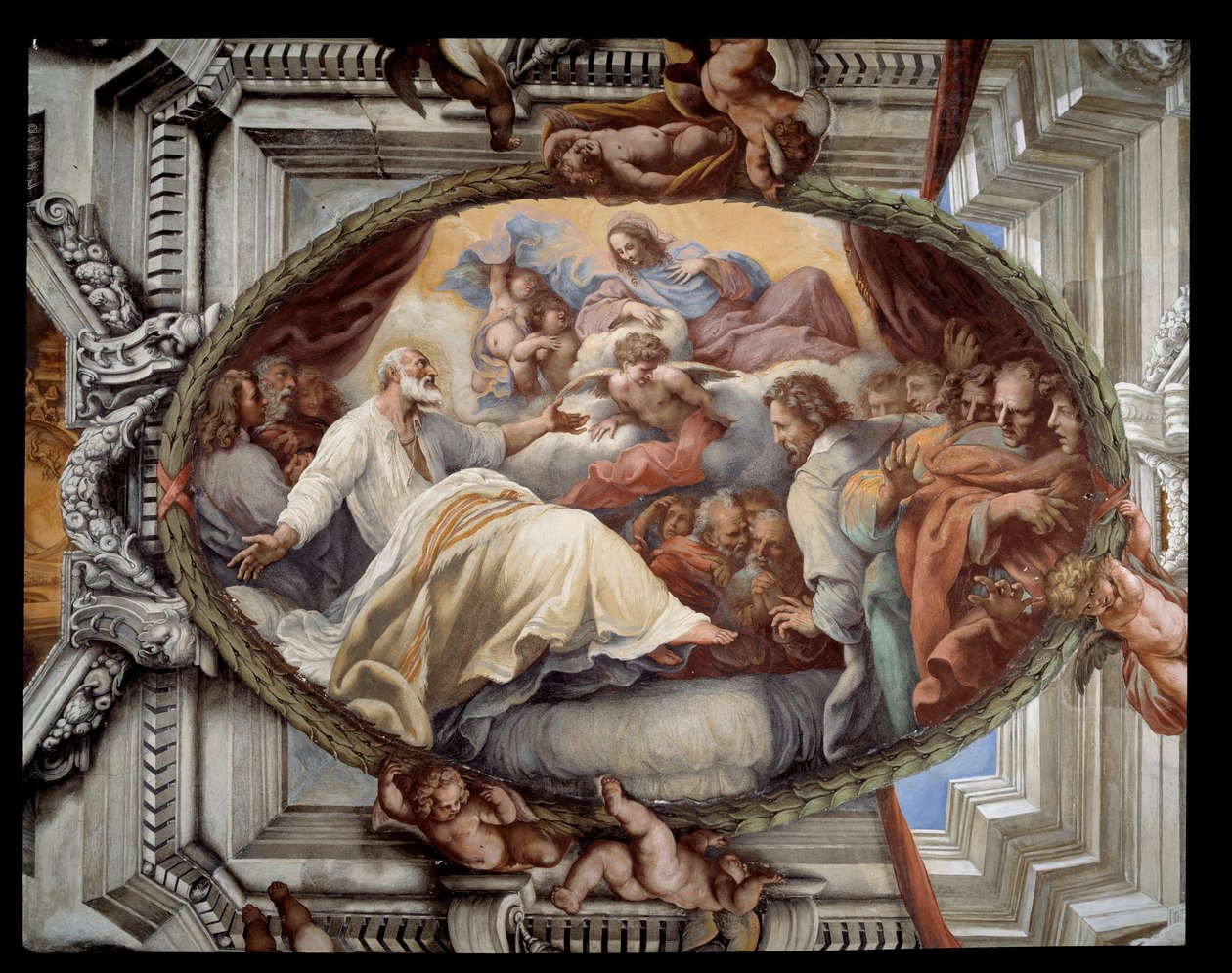 Pietro da Cortona (Peter of Cortona) tarafından çevredeki bakir Fresk