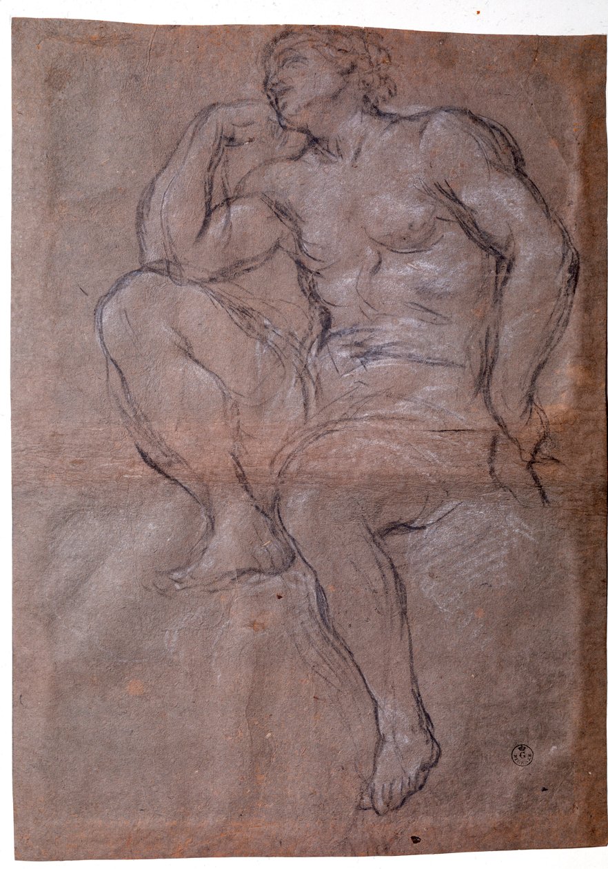 Genç adam, çalışma - Çizim by Pietro da Cortona