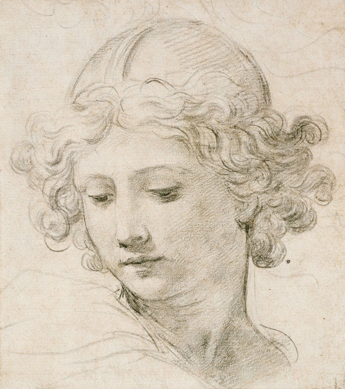 Bir meleğin başı, sola bakıyor by Pietro da Cortona