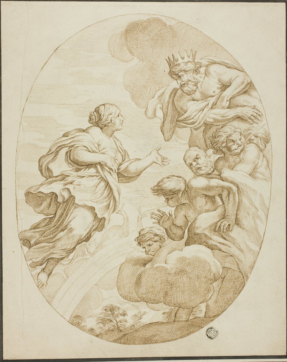 Juno, Zeus ve Aiolos by Pietro da Cortona