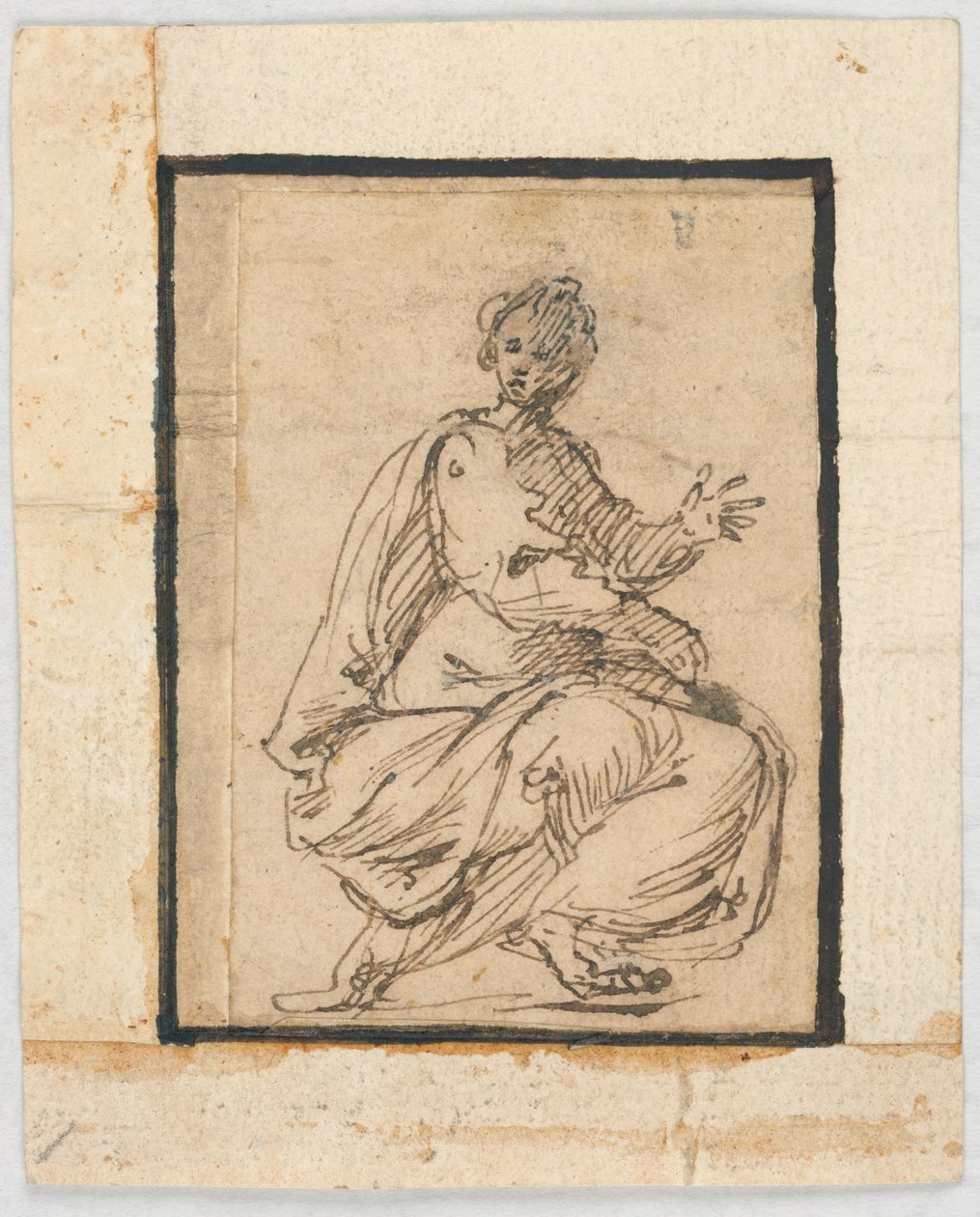 Eskiz defteri sayfası: Alegorik Figür by Pietro da Cortona