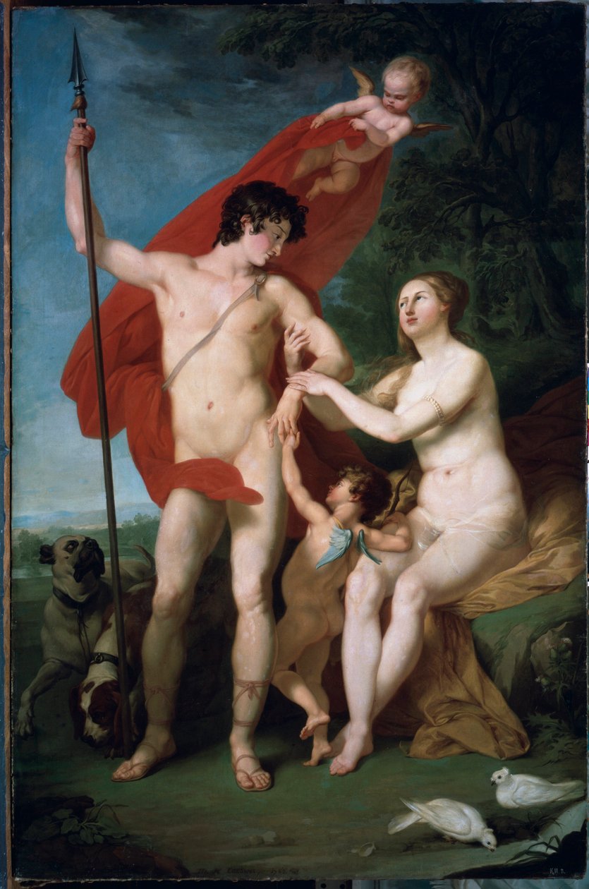 Venüs ve Adonis (Venüs ve Adonis) - Tablo Pyotr (Piotr) Ivanovich Sokolov (1753-1791), tuval üzerine yağlı boya - Rus sanatı by Piotr Ivanovich Sokolov
