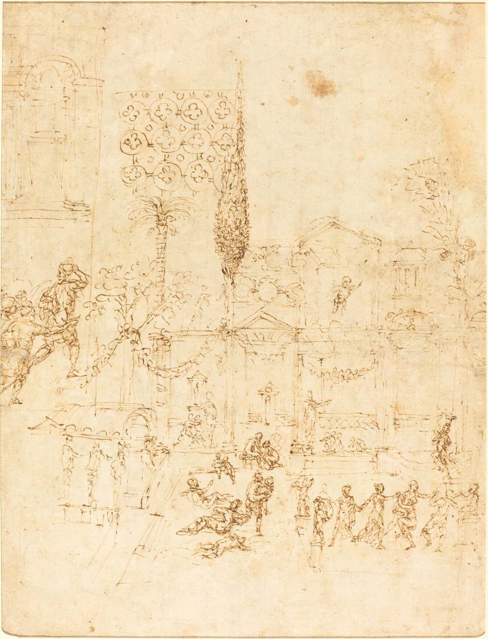 Bir Roma Villasında Bir Parti [recto] by Pirro Ligorio
