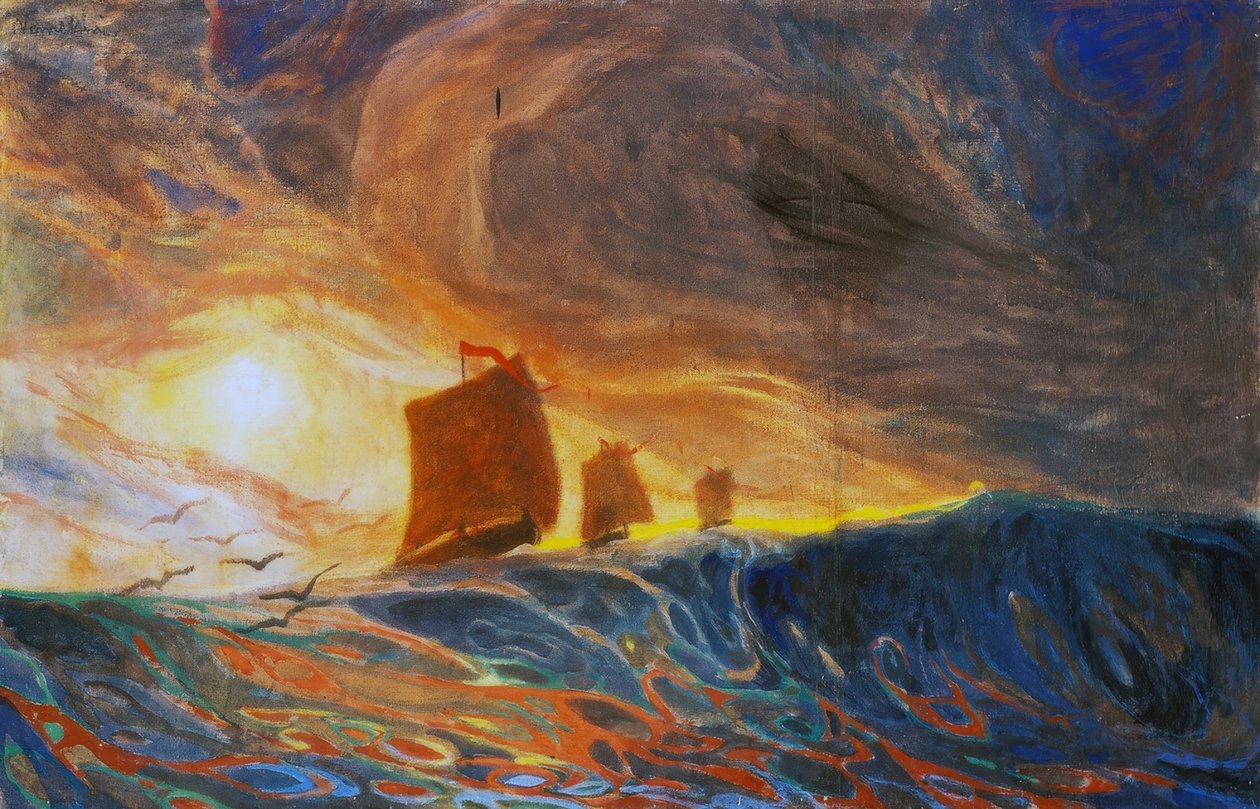 Marina ve martılar by Plinio Nomellini