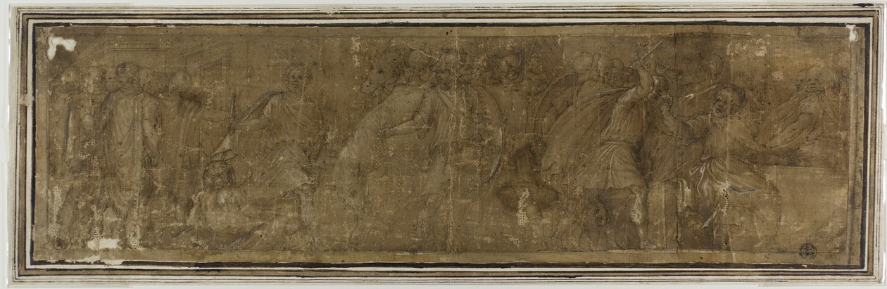 Mucius Scaevola, Porsenna'ya Suikast Yapmak Amacıyla Tiber'i Geçerken, Haznedarını Yanlışlıkla Öldürdü by Polidoro da Caravaggio