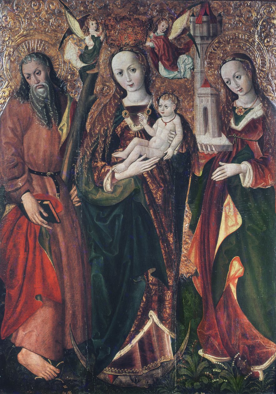 Aziz Andrew ve Barbara ile Bakire ve Çocuk, c.1510 by Polish School