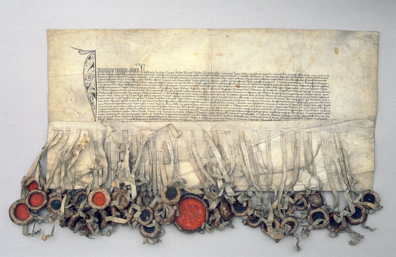 Kraliyet Konseyi tarafından verilen Wladislaw Jagiello (c.1351-1434) Polonya Kralı Ayrıcalığı (parşömen) by Polish School