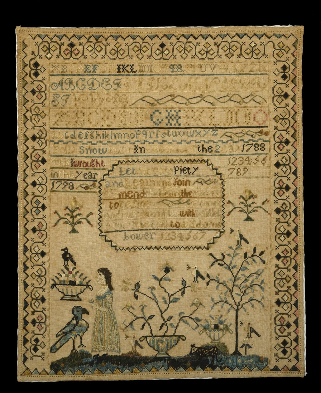 Örnekleyici, 1798 (keten üzerine ipek) by Polly Snow