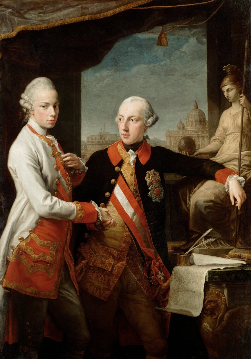 Toskana Grandük Pietro Leopoldo ile İmparator Joseph II by Pompeo Batoni