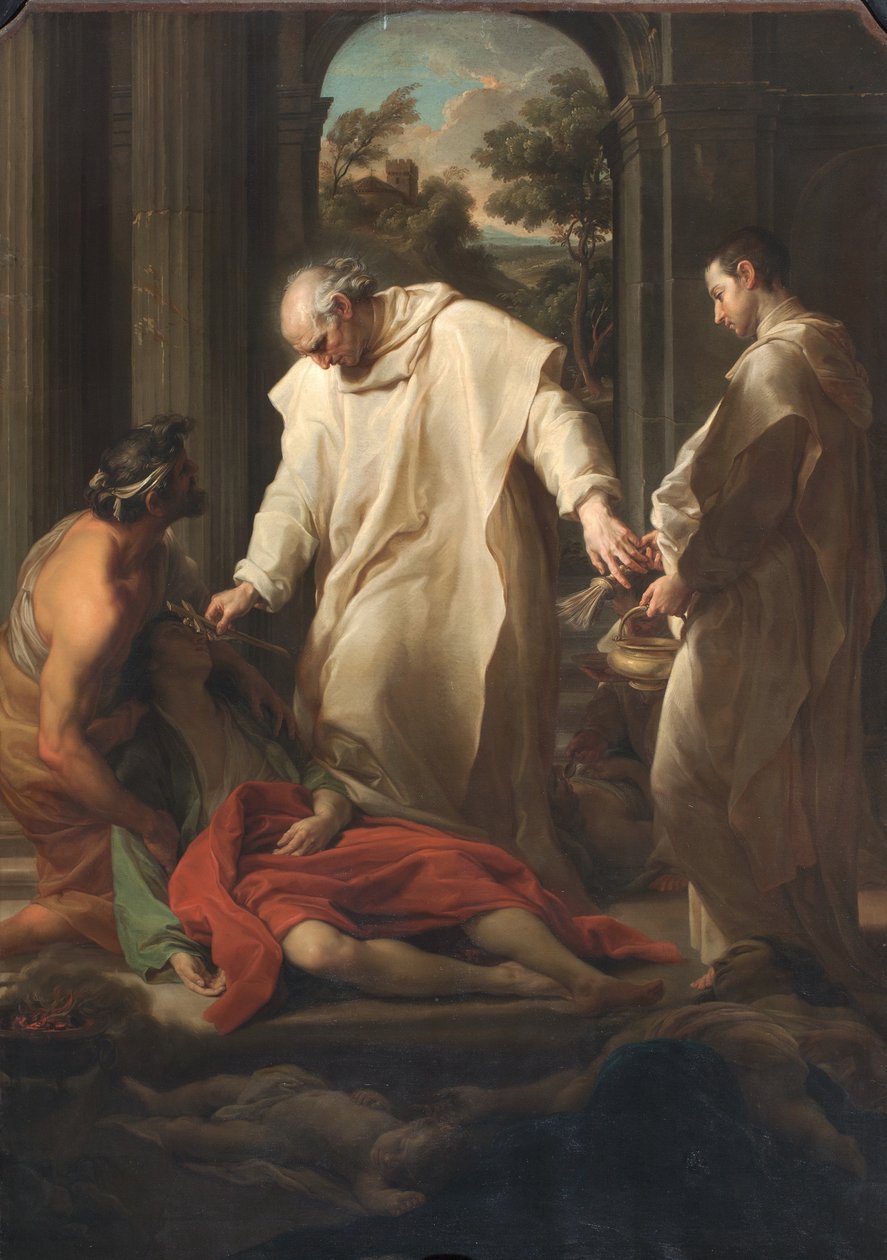 Veba Kurbanlarına Yardım Eden Kutsal Bernardo Tolomei, 1745 by Pompeo Girolamo Batoni
