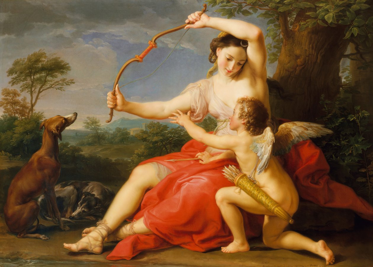 Diana ve Aşk Tanrısı, 1761. by Pompeo Batoni