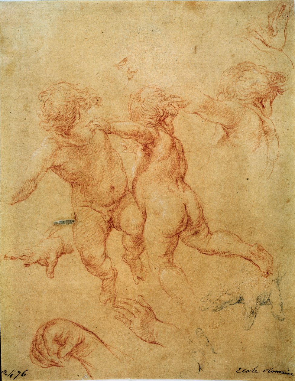 İki uçan putti, çalışma, 1740