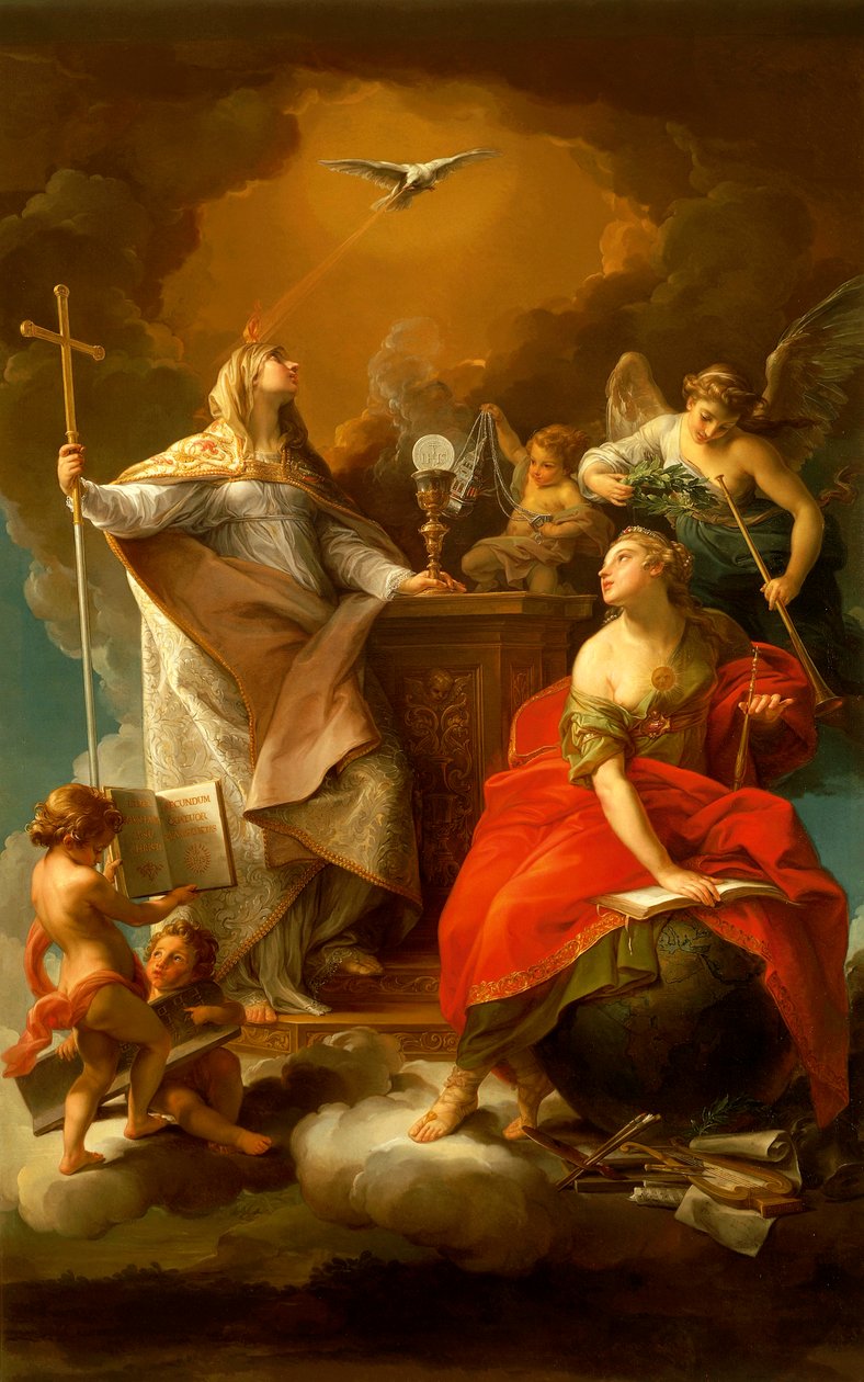 Pompeo Batoni (1708-1787) tarafından yazılan Din Alegorisi. by Pompeo Girolamo Batoni