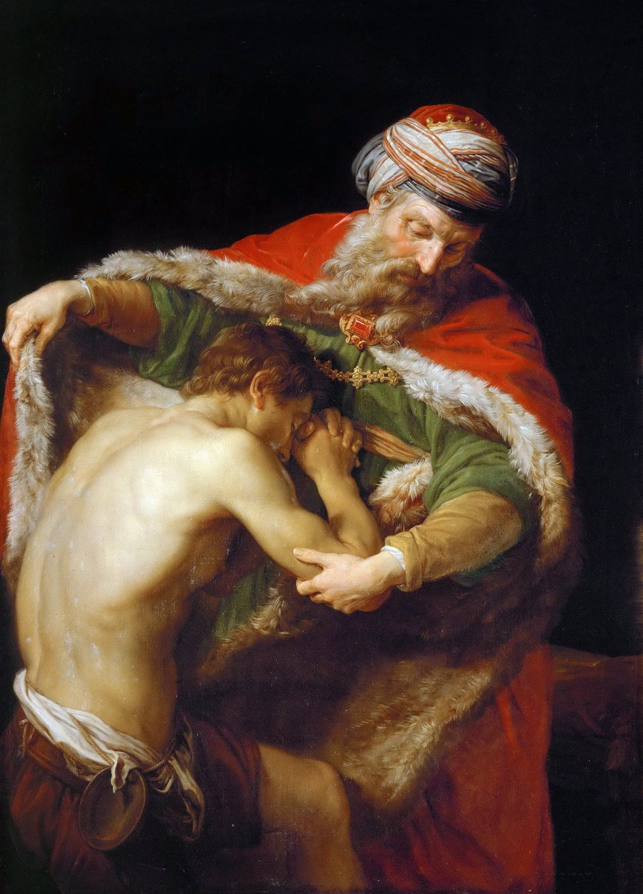 Müsrif oğul meseli - Müsrif oğul meseli - Pompeo Girolamo Batoni (1708-1787). tuval üzerine yağlıboya by Pompeo Girolamo Batoni