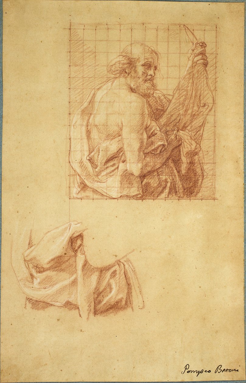 Saint Bartholomew ve Drapery için Çalışma by Pompeo Girolamo Batoni