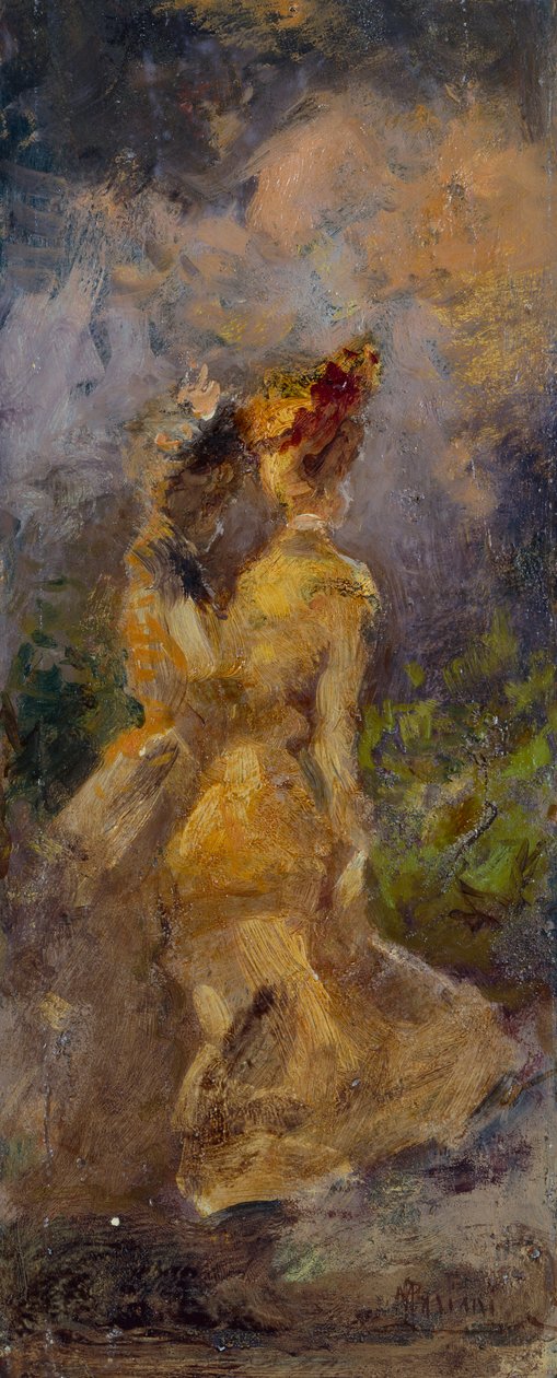 Bayanlar Gezinti (gemide yağ) by Pompeo Mariani
