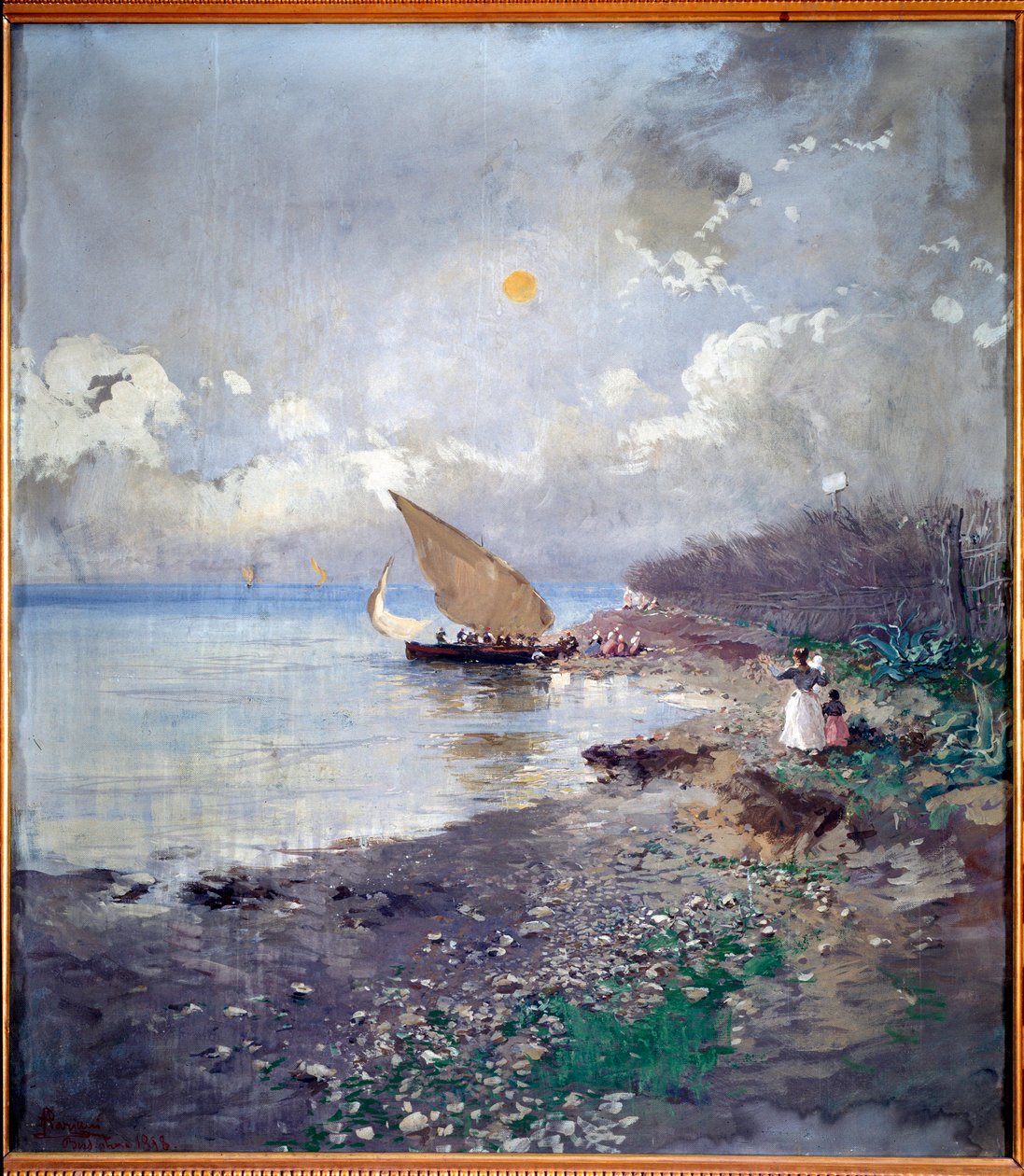 Balık avından dönüş Deniz Kıyısı Tablosu Pompeo Mariani (1857-1927) 1898 Dim 115x100 cm Genler, Galleria d