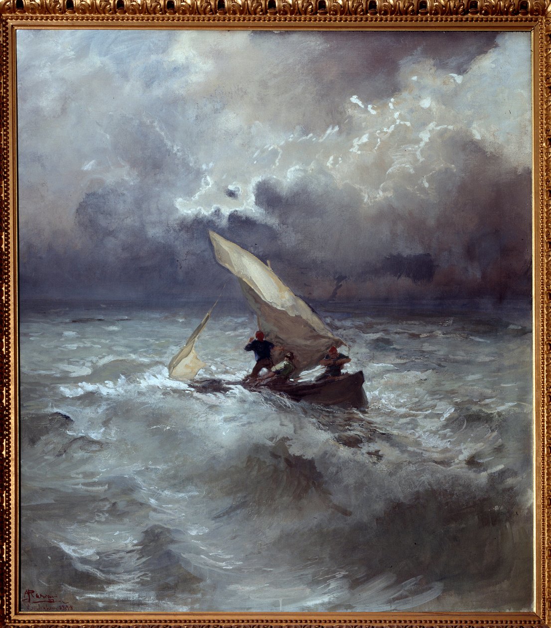 Tempete en mer (Denizde Fırtına) Tablo Pompeo Mariani (1857-1927) 1898 Dim 145x135 cm Genler, Galleria d