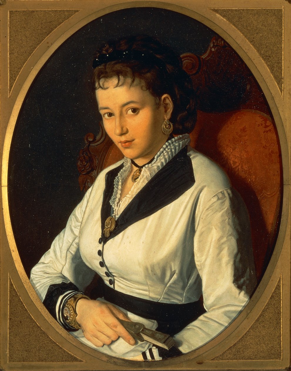 Genç Kadın Portresi(tuval üzerine yağlı boya) 1840-1869 by Pompeo Molmenti