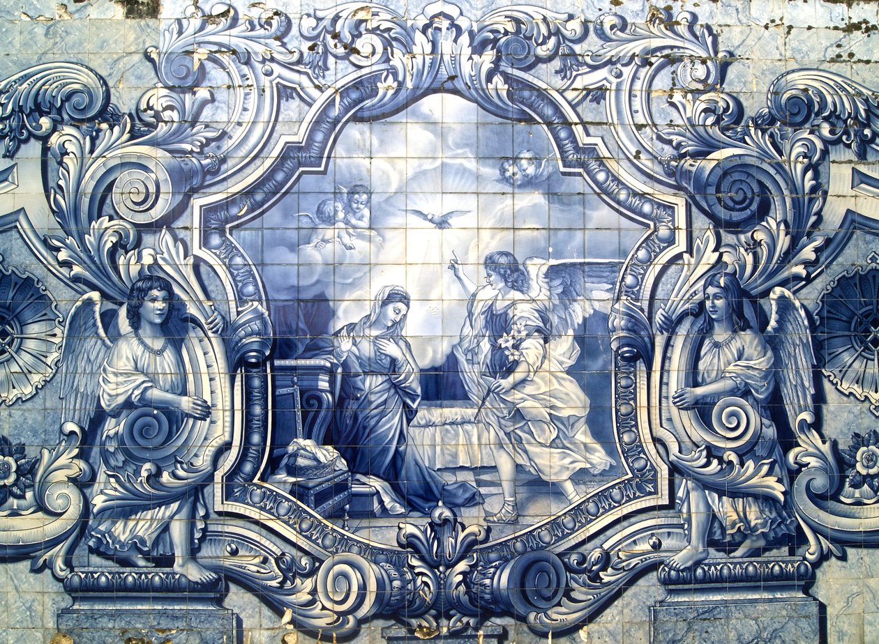 Duyuru, Lamego, Portekiz tasvir eden dekoratif panel. 1738 (seramik karolar) by Portuguese School
