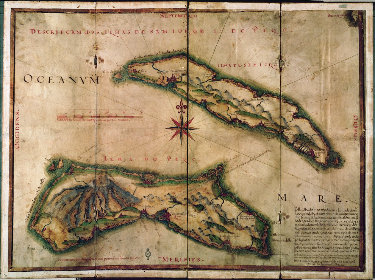 Azorların Coğrafi Haritası, 1587 by Portuguese School