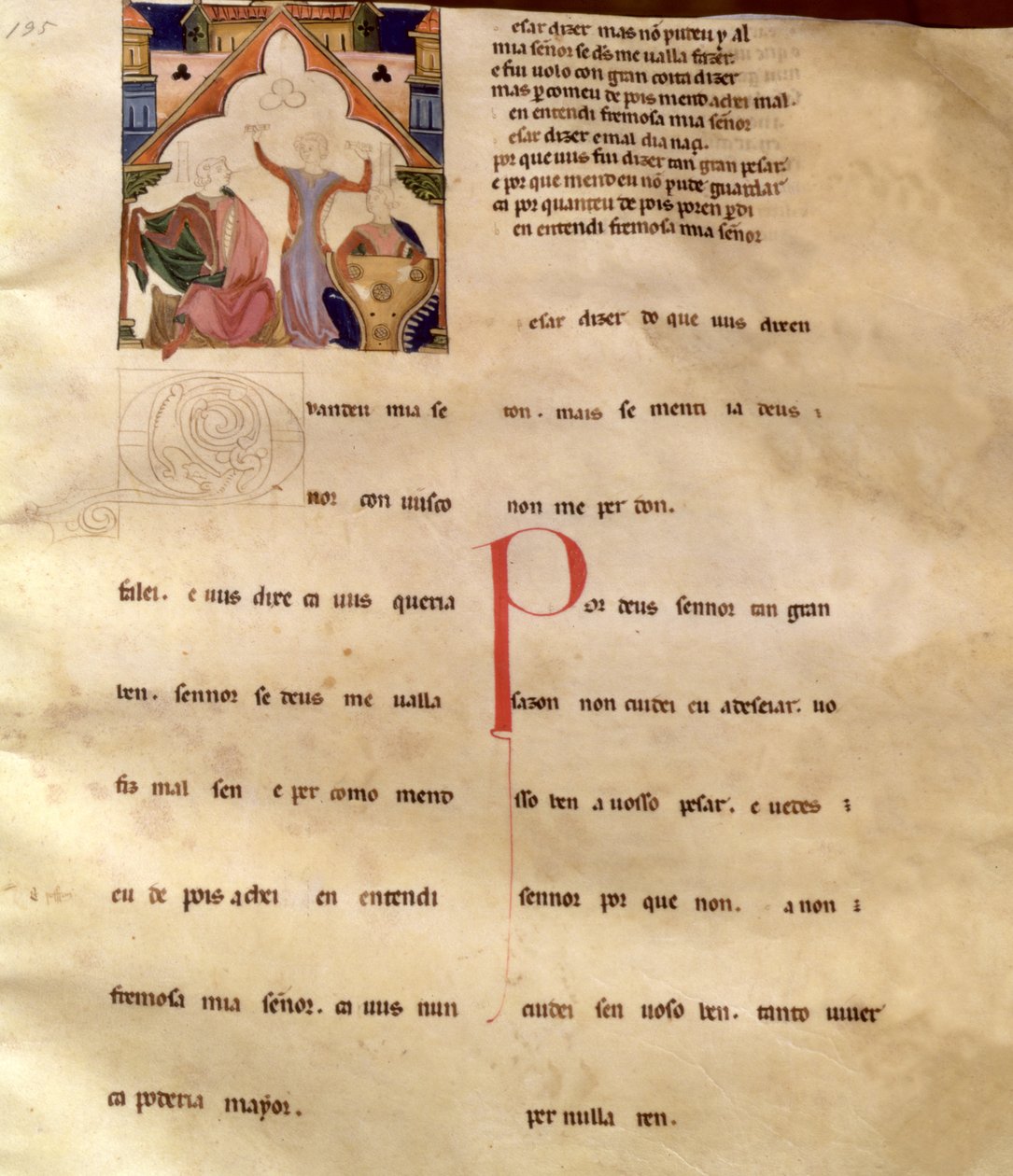 Ajuda Song Verses, Sayfa 195R, 13.-15. yüzyıl by Portuguese School