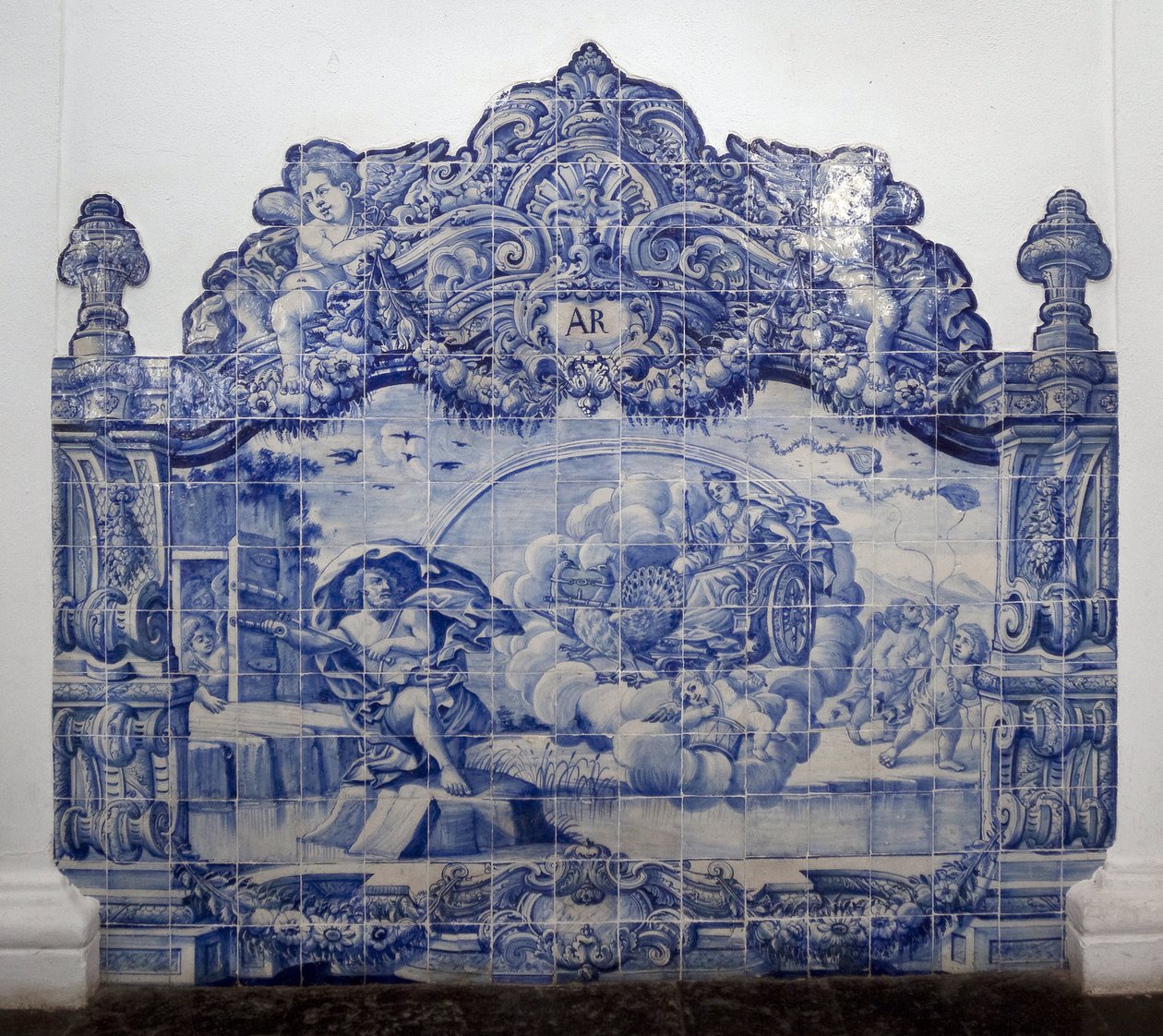 Hava alegorisi - Azulejos, boyalı çanak çömlek by Portuguese School