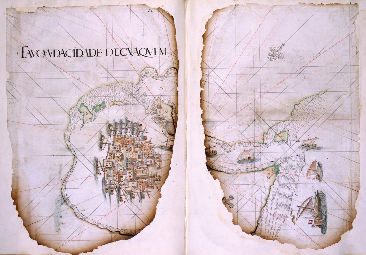 Cotton Tiberius D. IX, ff.36v-37 Cuaquem ve Basra Körfezi, Estevao de Gama