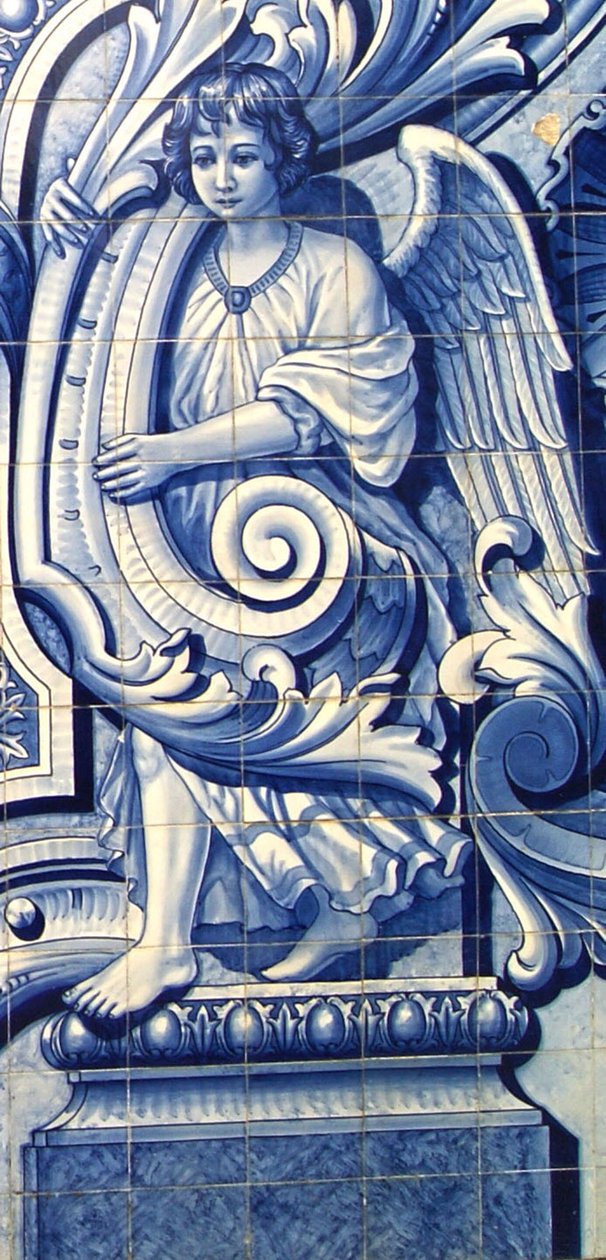Bir meleği betimleyen dekoratif panel, Lamego, Portekiz. 1738 (seramik karolar) by Portuguese School