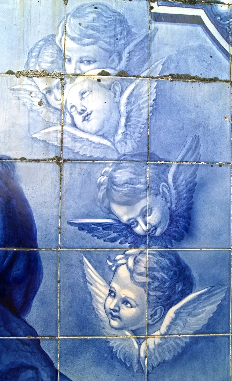 Cherubim, Lamego, Portekiz tasvir eden dekoratif panel. 1738 (seramik karolar) by Portuguese School