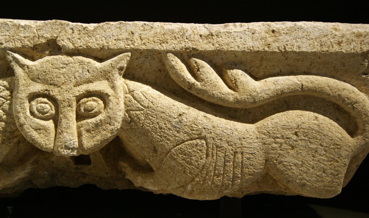Orijinal sütunlardan birinden yakınlaştırılmış bir Başkentin detayı. (granit) by Portuguese School