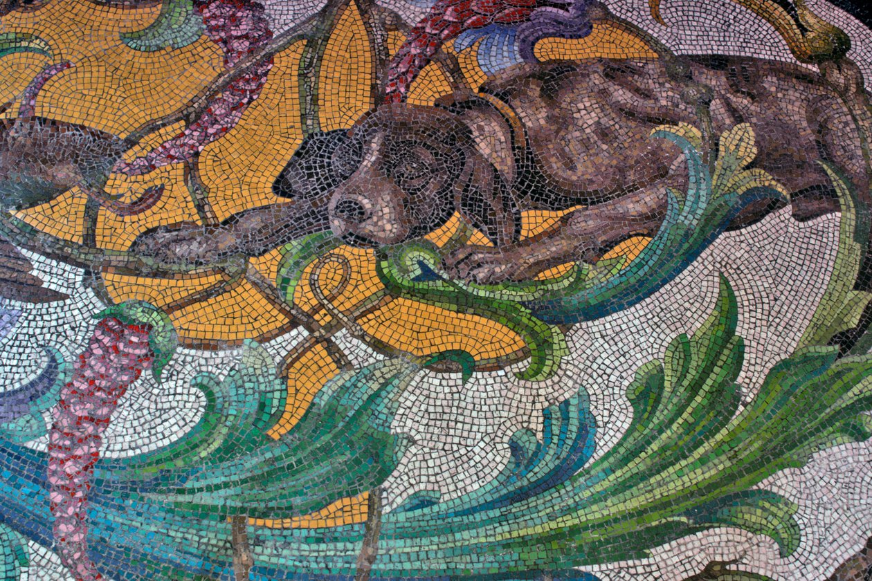 Av köpeğini gösteren zemin (mozaik) by Portuguese School