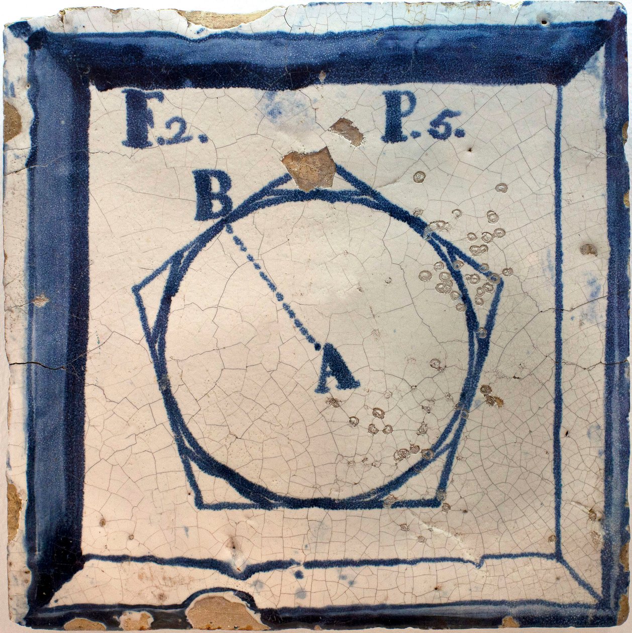 Bir beşgenin geometrik şeması, teneke sırlı çanak çömlek, Lizbon 18. yüzyılın ikinci yarısı - Musee National des azulejos, Lizbon (Portekiz) by Portuguese School