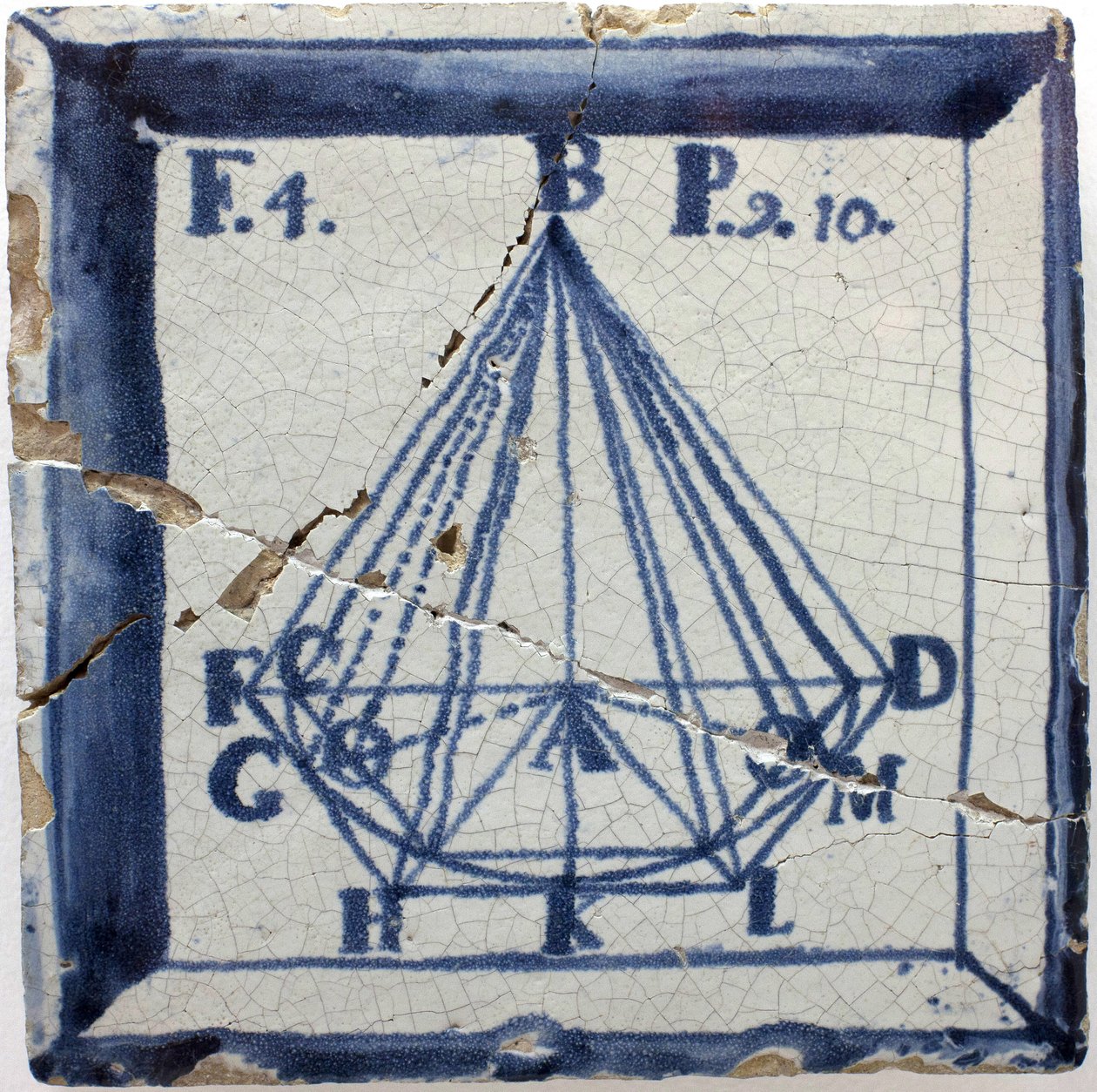 Bir piramidin geometrik şeması, teneke sırlı çanak çömlek, Lizbon 18. yüzyılın ikinci yarısı - Musee National des azulejos, Lizbon (Portekiz) by Portuguese School