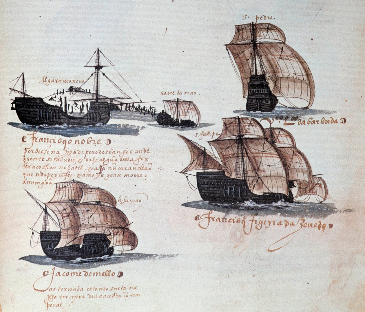 Kral I. Manuel (1469-1521) yönetimindeki Portekiz Armadaları Anıtları: Portekiz filosunun karavellerinin temsili. 1497