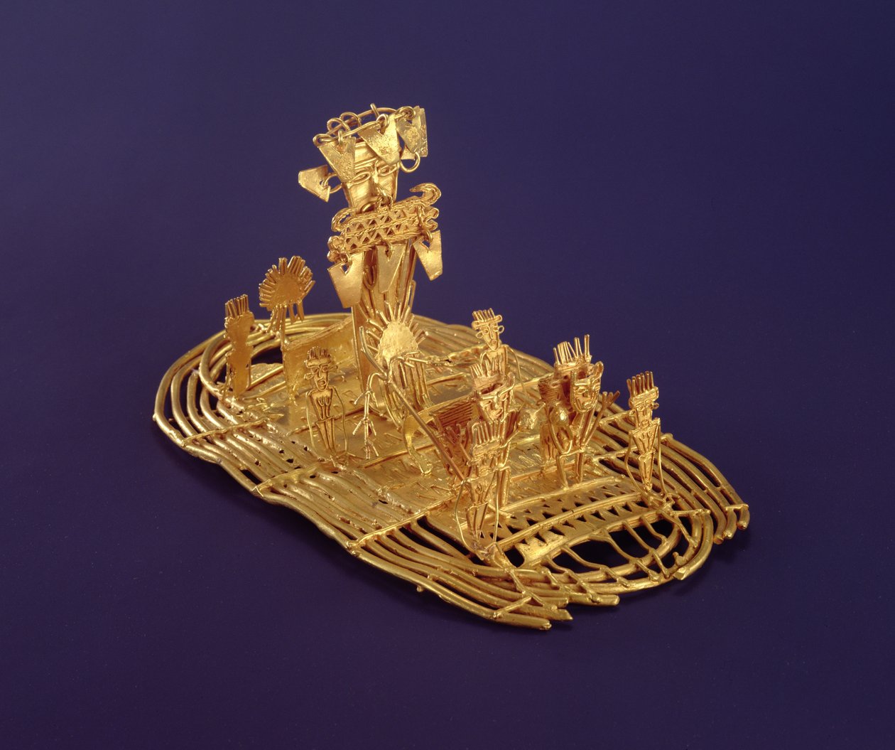El Dorado Törenini betimleyen bir Muisca adak heykelciği (Tunjo) (bakır ve altın alaşımı) by Pre Columbian
