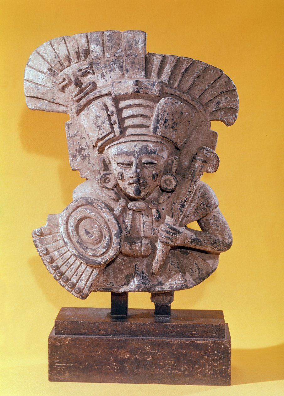 Geçit töreni kostümlü bir savaşçı figürü, Zapotec (pişmiş toprak) by Pre Columbian