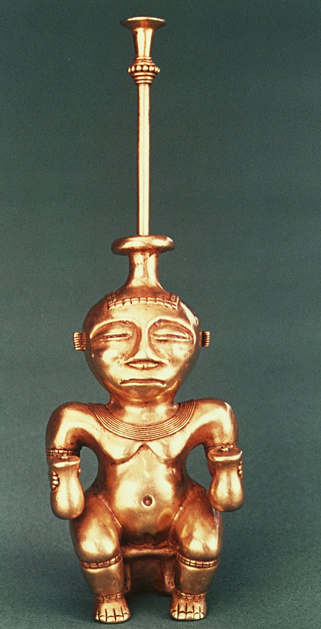 Dökme Altın Kireç Kabı, Quimbaya by Pre Columbian
