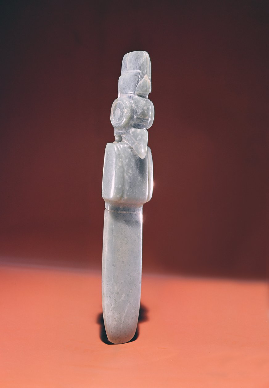 Guacimo, Linea Vieja bölgesinden sivri uçlu kuş baltası (yarı saydam mavi-yeşil yeşim) by Pre Columbian